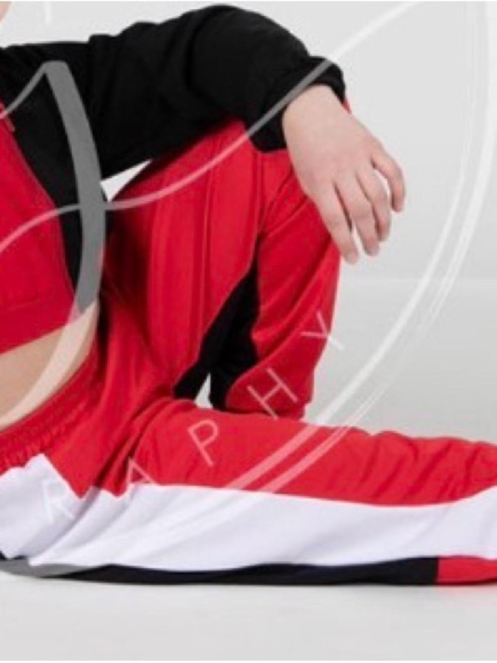 Weissman hip hop Red Colorblock Jogger with White & Black Panels